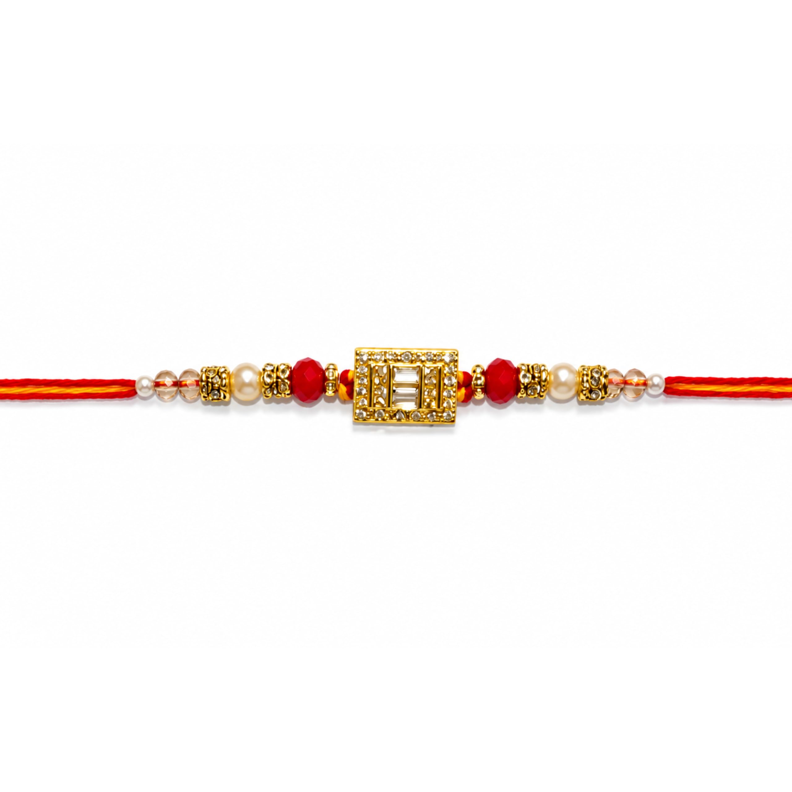 Shreeji Creations Golden Pendant American Diamond Rakhi