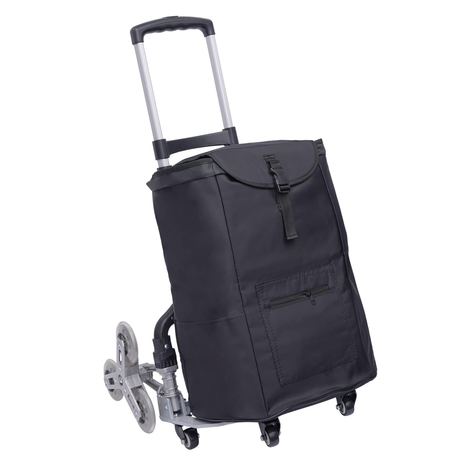 Wózek transportowy, składany, aluminiowy wózek transportowy, wózek transportowy, czarny, składany, wózek schodowy, regulacja wysokości z elastyczną linką i 10 kółkami