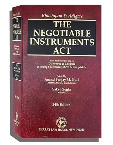 The Negotiable Instruments Act By Bhashyam &amp; Adiga Latest 2023 EDITION Bharat Law House