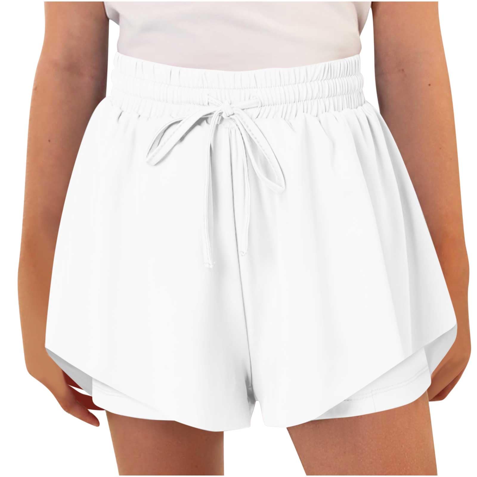 duxyoz Flowy Athletic Shorts for Girls Butterfly Shorts for Kids Teens Preppy Tennis Running Athletic Short with Liner 2-in-1 Double Layer Quick-Drying Comfy Short Pants Summer Clothes 12-13 Years