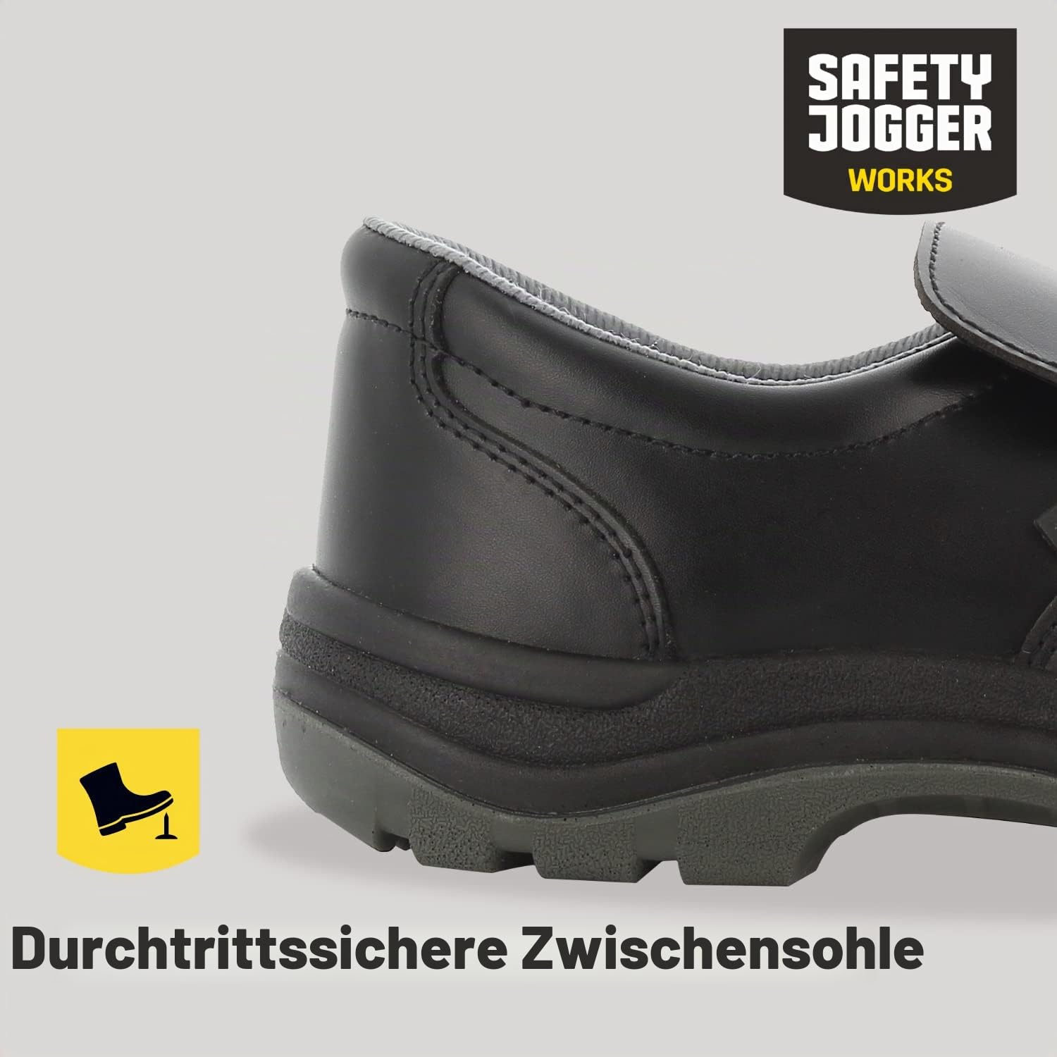 SAFETY JOGGER S3 Sicherheitsschuhe Herren mit Stahlkappe – X0600 - Rutschfester Arbeitsschuh für Damen, hochwertiger Leder Sicherheitsclog mit Stahlzwischensohle, Wasserdichtes, Schwarz