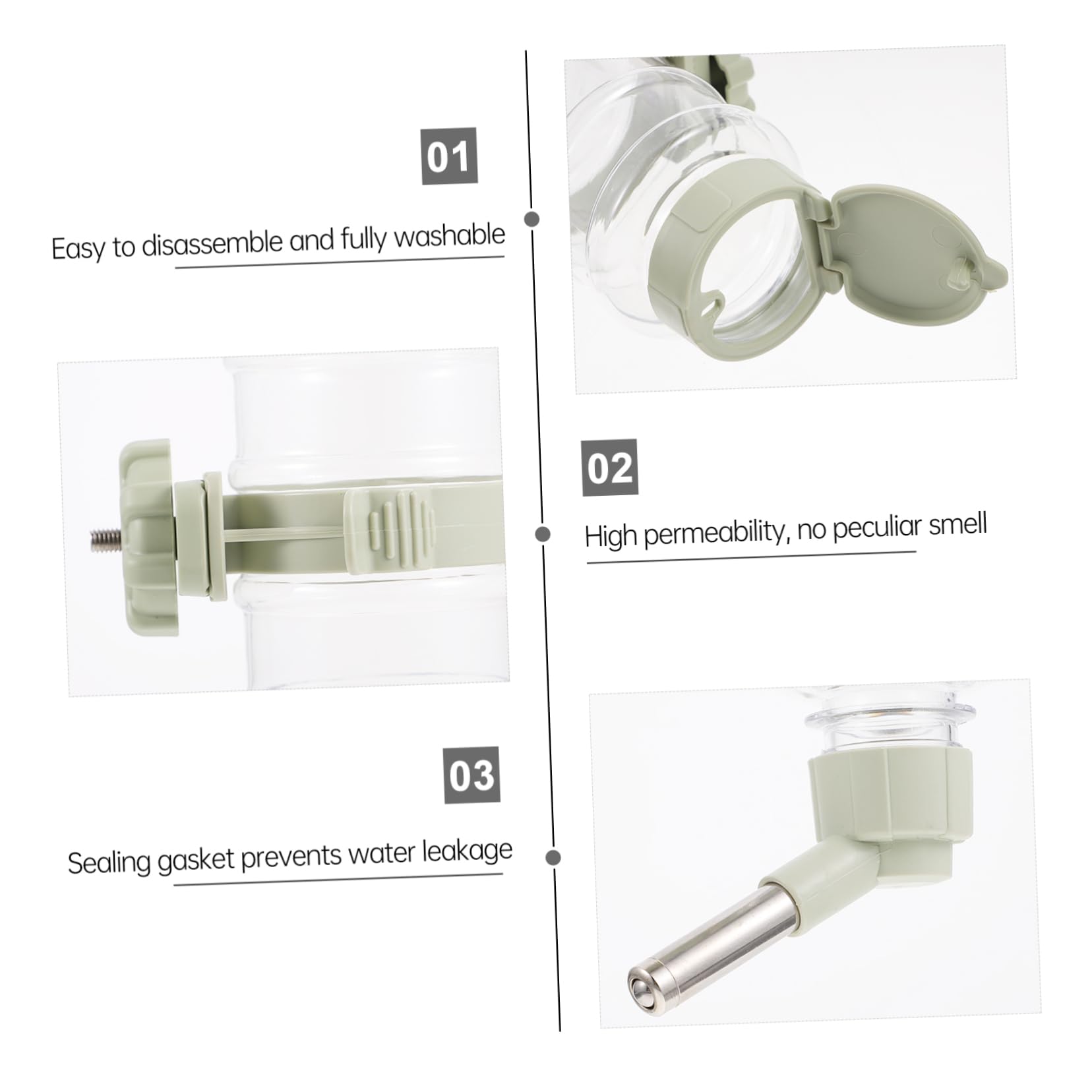 Sosoport 2 Piezas Bebedor de Conejos Bebedero automático para Conejos Bebedero para jaulas de Botellas de Agua para Hamsters dispensador de Agua para Chinchillas Perro pava biberón