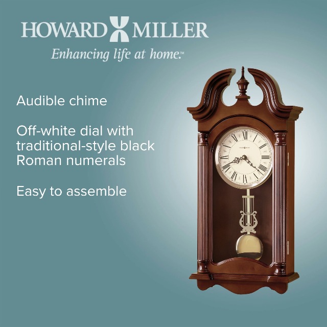 Howard Miller Everett Wall Clock 625-253 – Windsor Cherry Finish
