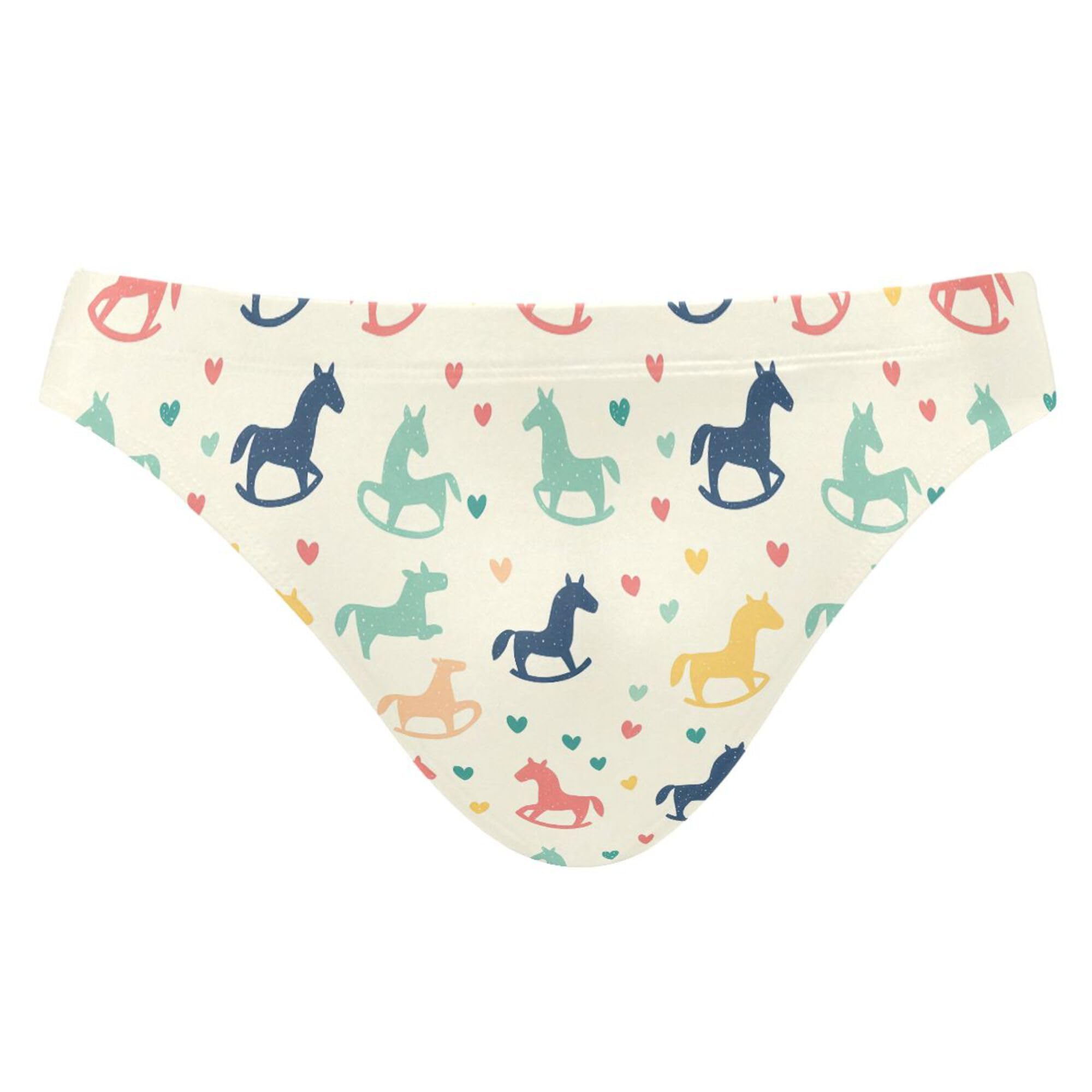 Cute Wooden Horse Mens Swimwear Swim Briefs Bikini Swimsuit for Summer Beach L B0404636