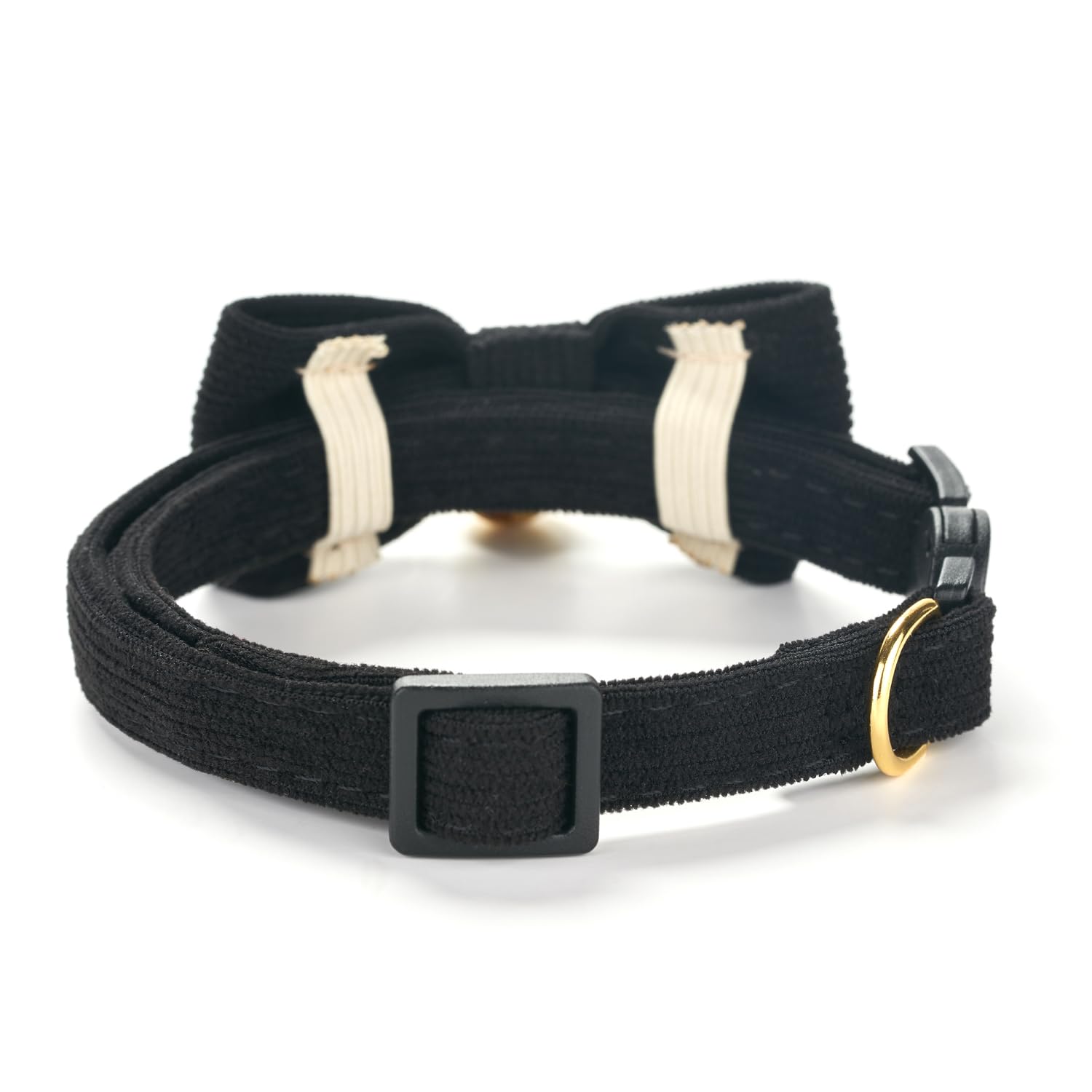 YUDOTE Ultra-soft Collar Natural Cotton Corduroy Made for Cats with Sensitive Skin,Lightweight Kitten Collars with Quick-release Buckle and Removeable Bow-tie,Black Pack of 1 - Image 4
