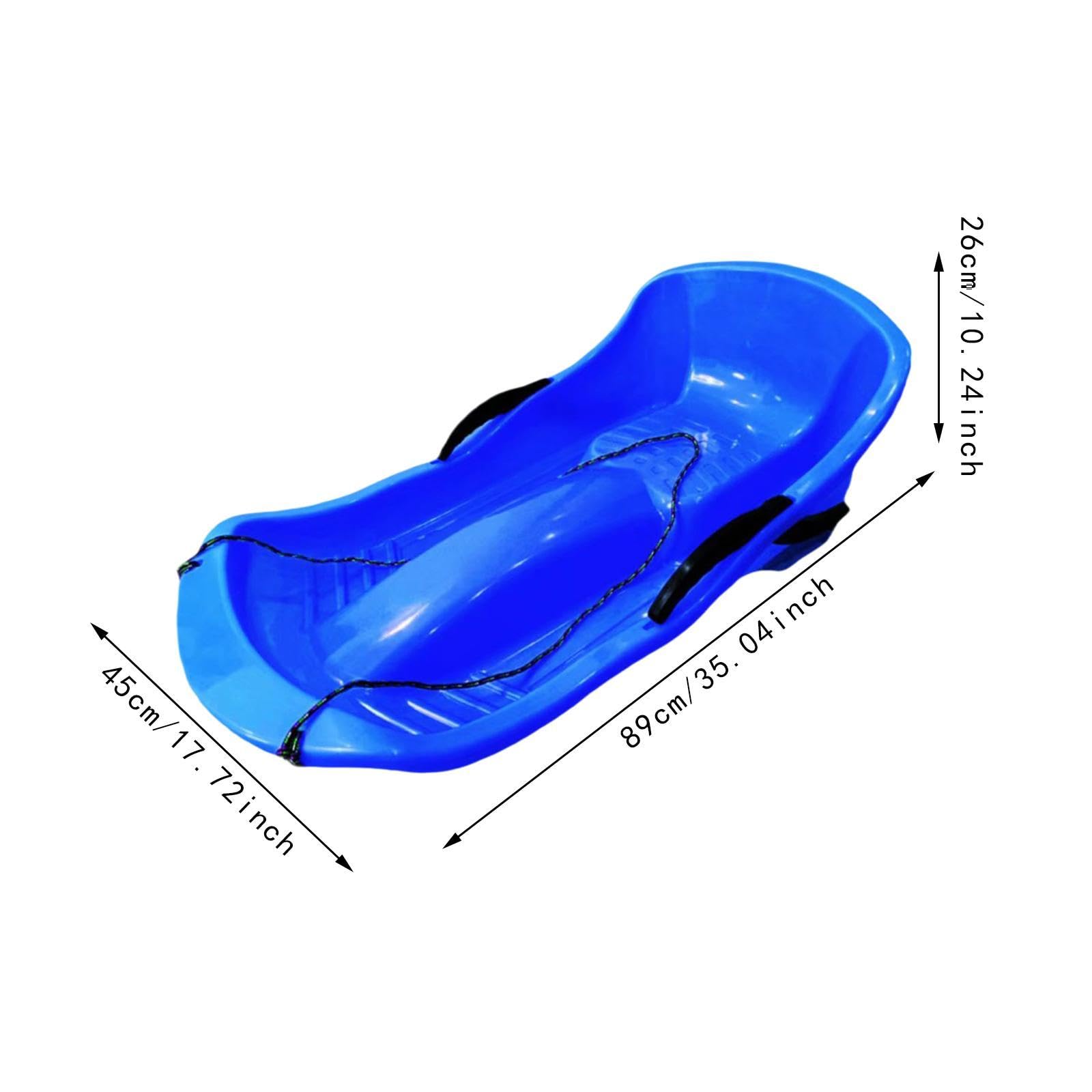 Menolana Toboggan Snow Sled Sand Sled with Seat Cushion with Double Brakes with Pull Rope High Back Thickened Sand Skiing Sled Sledge, Blue