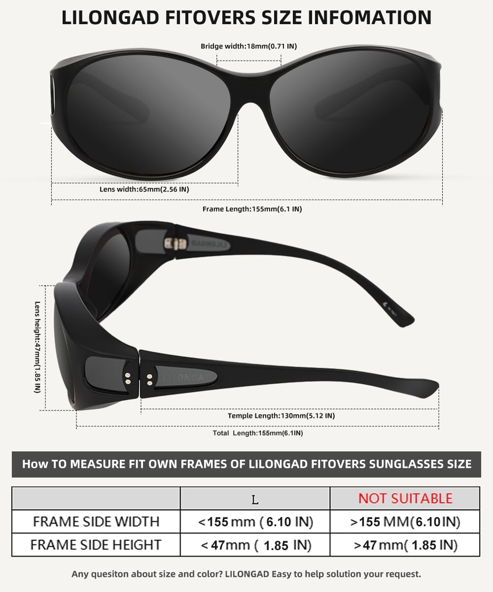 Men and Women Fit Over Polarized Sunglasses –Oversized sunglasses UV400 Protection, Wrap Around for Driving&Outdoors