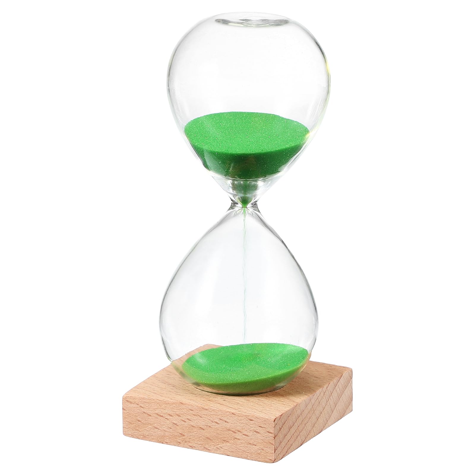 PATIKIL 10 Minutes Sand Timer, Sand Watch with Wood Base Hour Glass Sandglass Timer Clock for Living Room Home Office Restaurant Decoration, Green