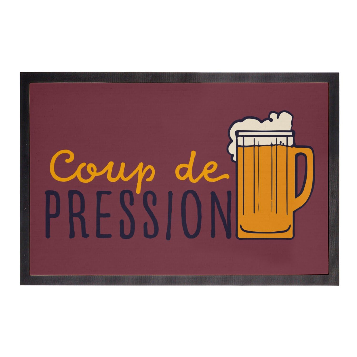 Paillasson bière antidérapant tapis rouge entrée propre 75x50cm