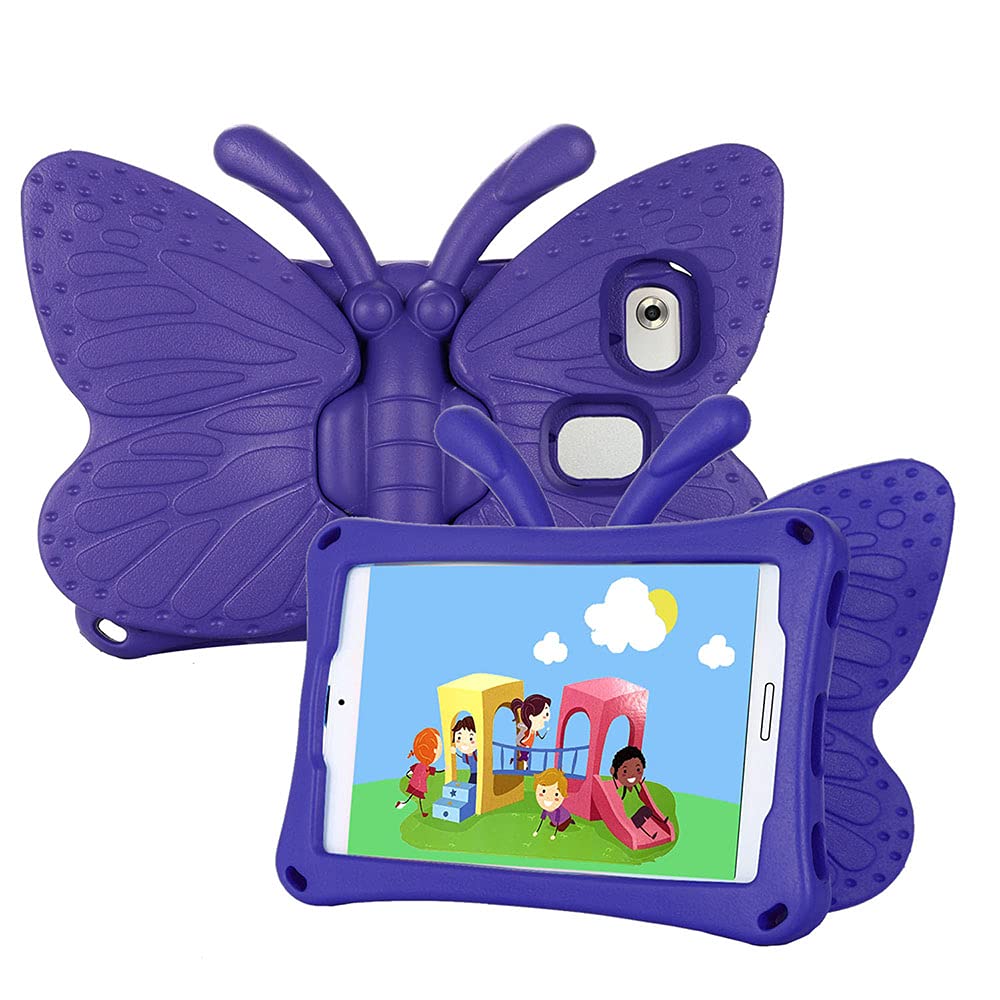 Tading Kids Case for Samsung Galaxy Tab A7 Lite, Shockproof Light Weight Protective Stand Cover for Samsung Galaxy Tab A7 Lite 2021 8.7 Inch Tablet (SM-T225/T220), Cute Butterfly - Purple