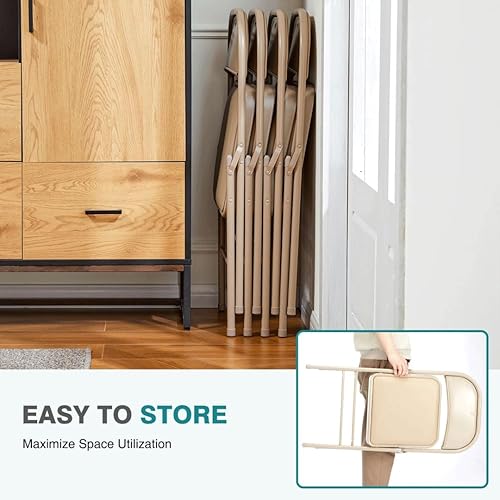 Miniatura 6 de Juego de 4 sillas plegables acolchadas de acrílico apilables portátiles con cojín para actividades al aire libre, reuniones en interiores, salas de