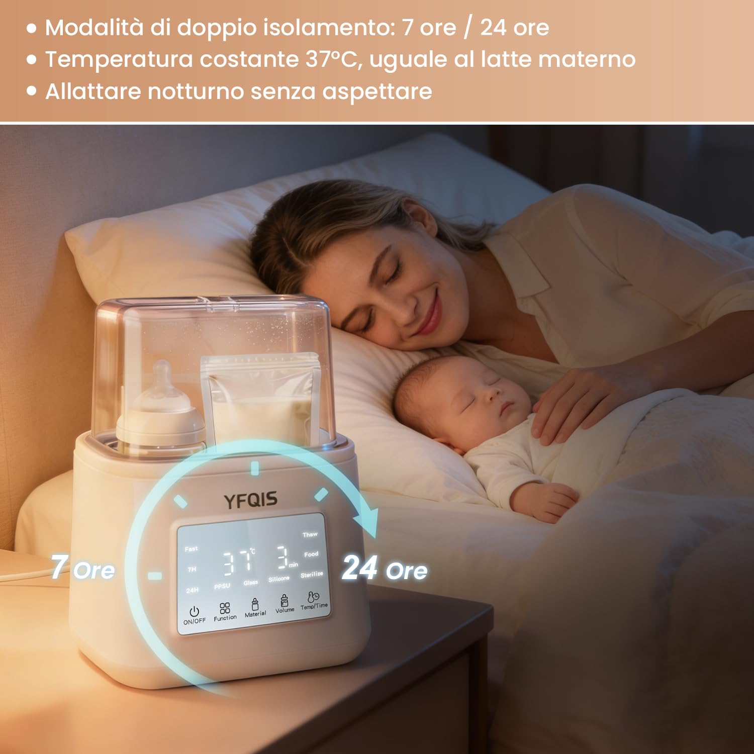 Scaldabiberon e Sterilizzatore Biberon 10 in 1,Scalda biberon e Scalda Pappa 230W Riscaldamento Rapido e Sbrinamento,con Display LCD,Timer,Mantiene il Calore,Senza BPA - 4