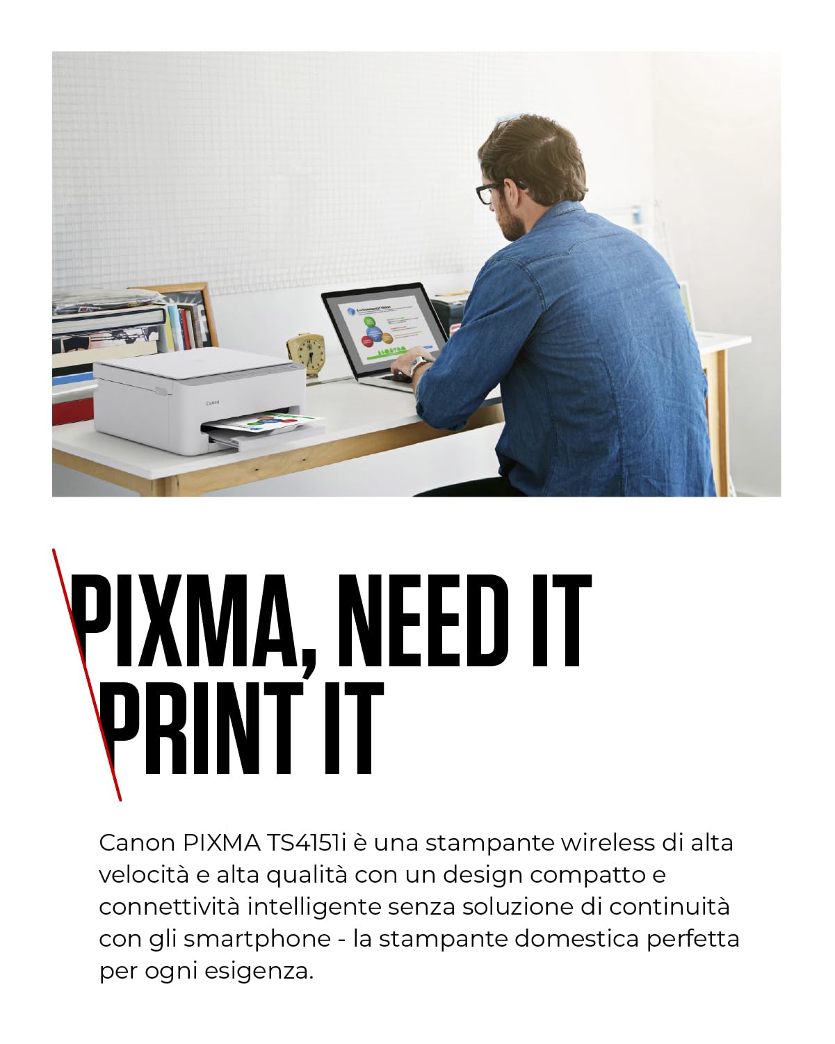 Canon PIXMA TS4151I Stampante Multifunzione Wi-Fi Wireless Stampa Smartphone PIXMA Print Plan