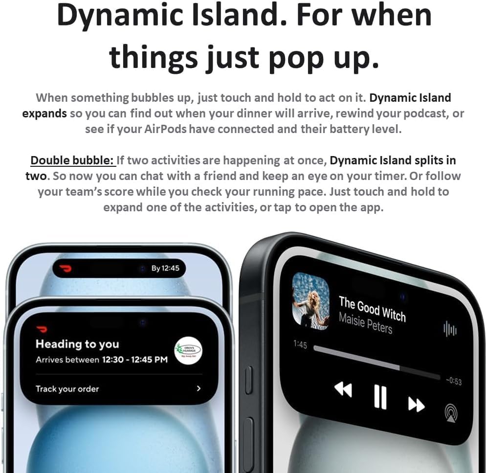 Apple iPhone 15, 128GB, Blue - Unlocked (Renewed)