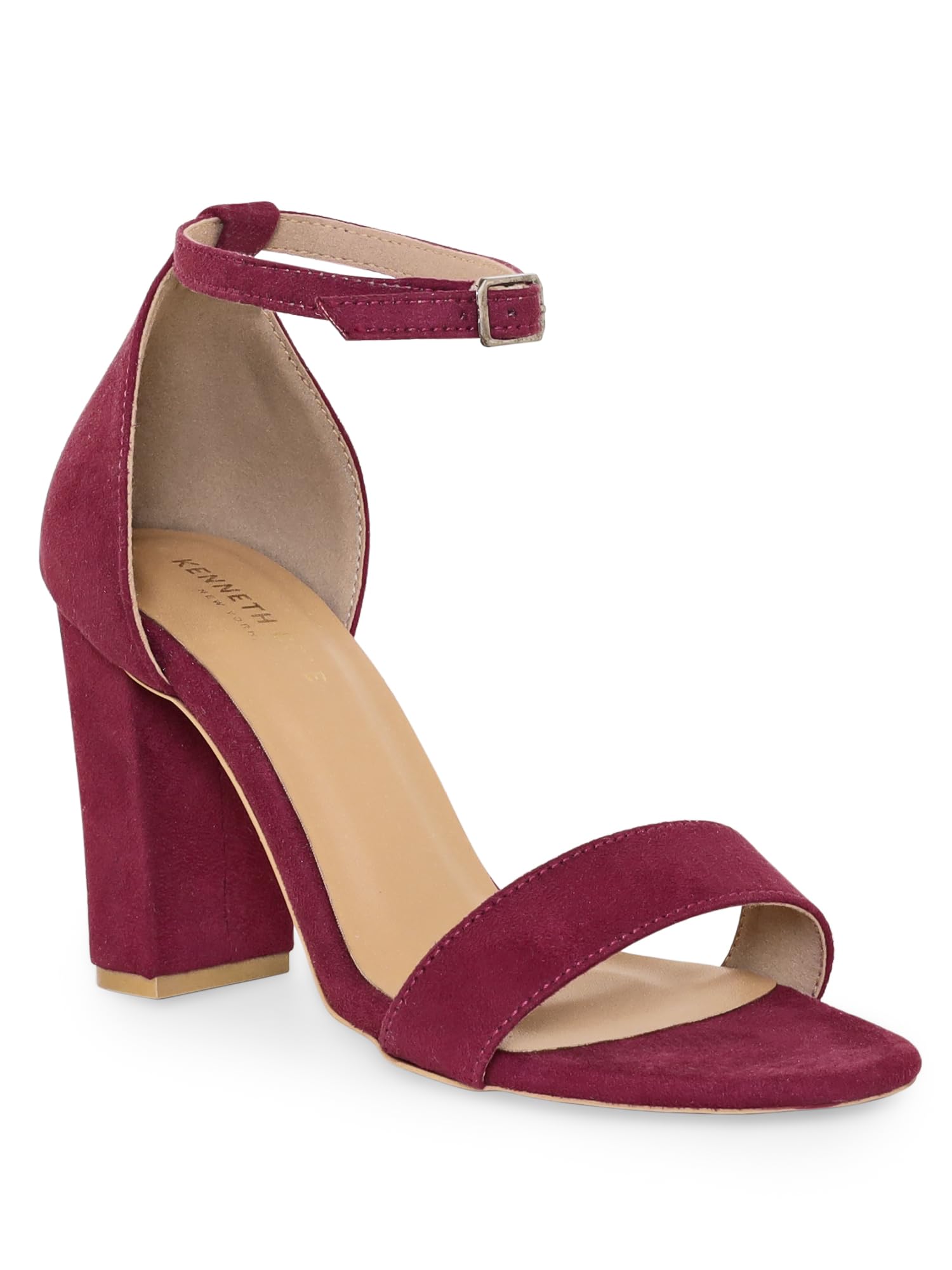 KENNETH COLE Women Open Toe Block Heel Ankle Strap Sandals | PU Leather Heel Sandal With Buckle Closure, Maroon (B0CTR2RRG5) Amazon Price History, Amazon Price Tracker