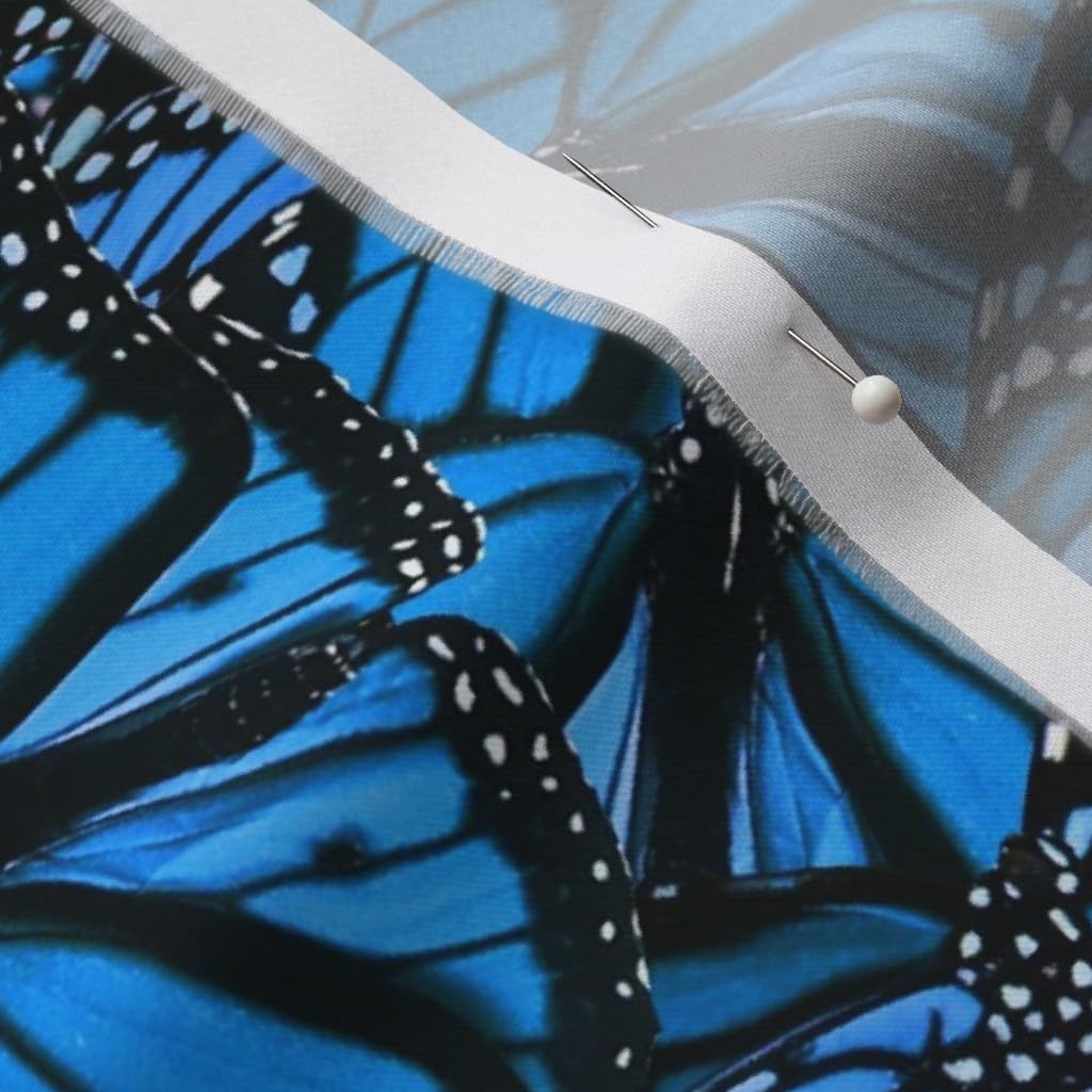 Spoonflower Fabric - Blue Butterflies Butterfly Monarch Kids Cobalt Black Spring Insect Printed on Organic Cotton Sateen Fabric Fat Quarter - Sewing Quilting Apparel Home Decor