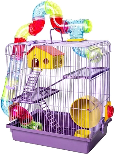 GAIOLA TUBO SUPER LUXO 3 ANDARES LILÁS HAMSTER COMPLETA CASINHA RODA ESCADA SUPER LUXO