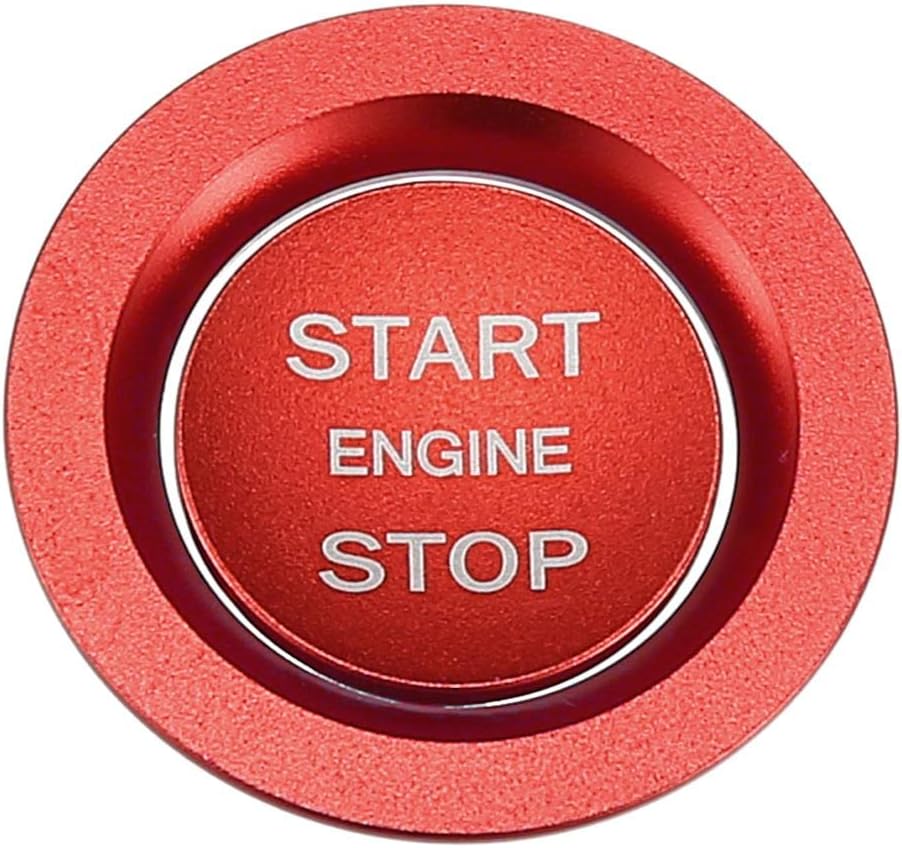 X AUTOHAUX Engine Start Stop Button Cover Kit One Click Push Start Button Trim Sticker for Land Rover Discovery for Range Rover Sport Aluminum Alloy Red