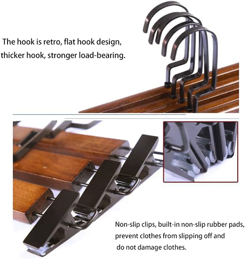 10x Hangers Coat Clothes for Hanger Solid Wood Rack Hanger Durable Clothes Support Household Children's Non Slip Coat Hangers Space Saving (A)