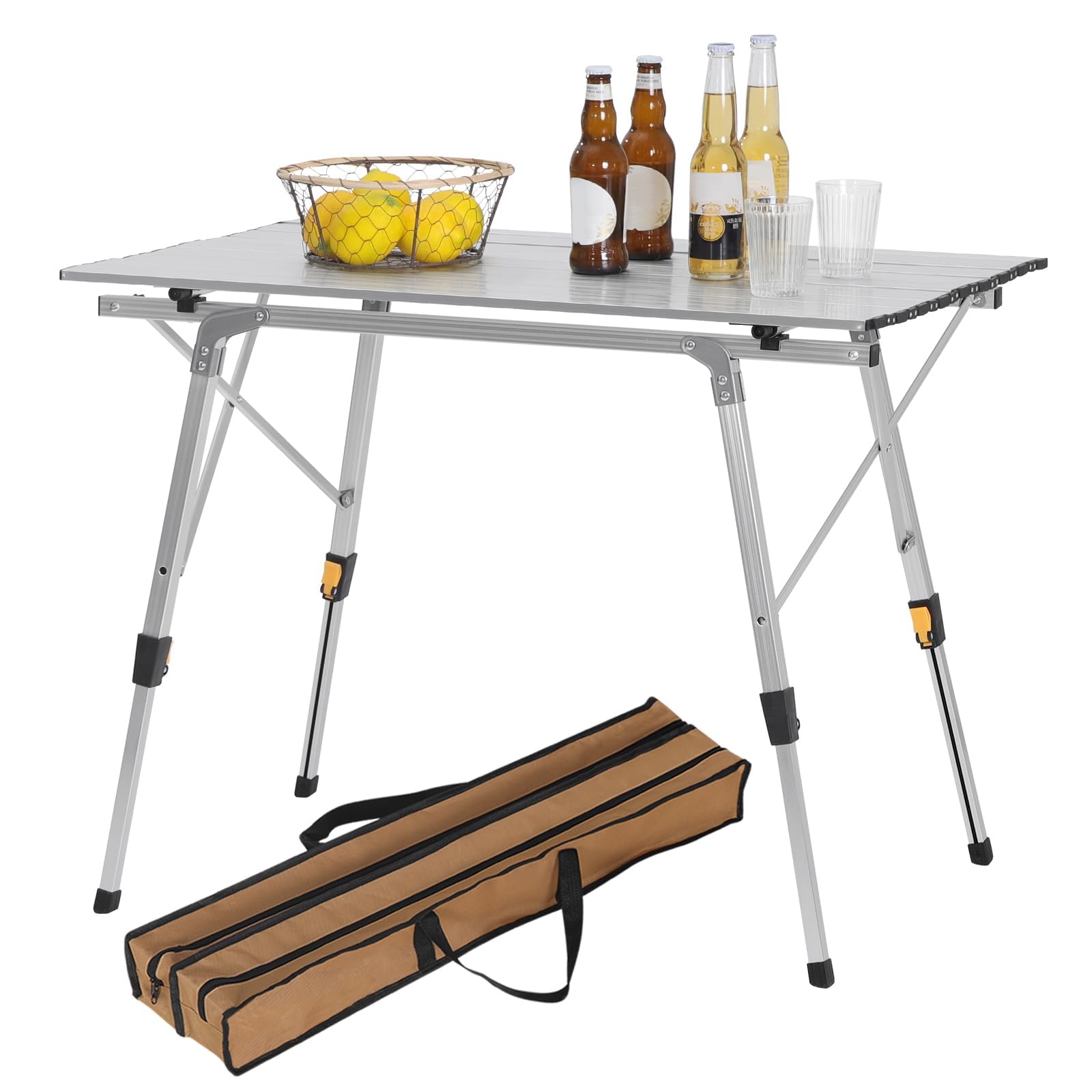 Sponsored Ad – WOLTU Folding Camping Table Height Adjustable Aluminium Garden Table with Carry Bag 90x52x (45-69) cm, Silver