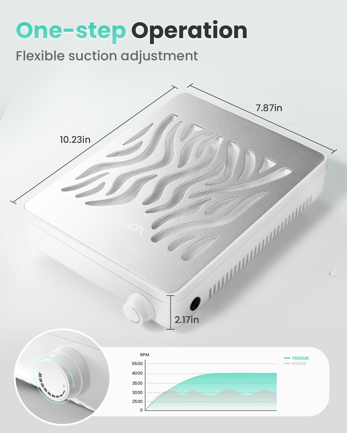 Nail Dust Collector-4000RPM Professional Nail Vacuum Dust Collector with Reusable Filter, 608Pa Nail Fan Dust Collector, Dual Voltage