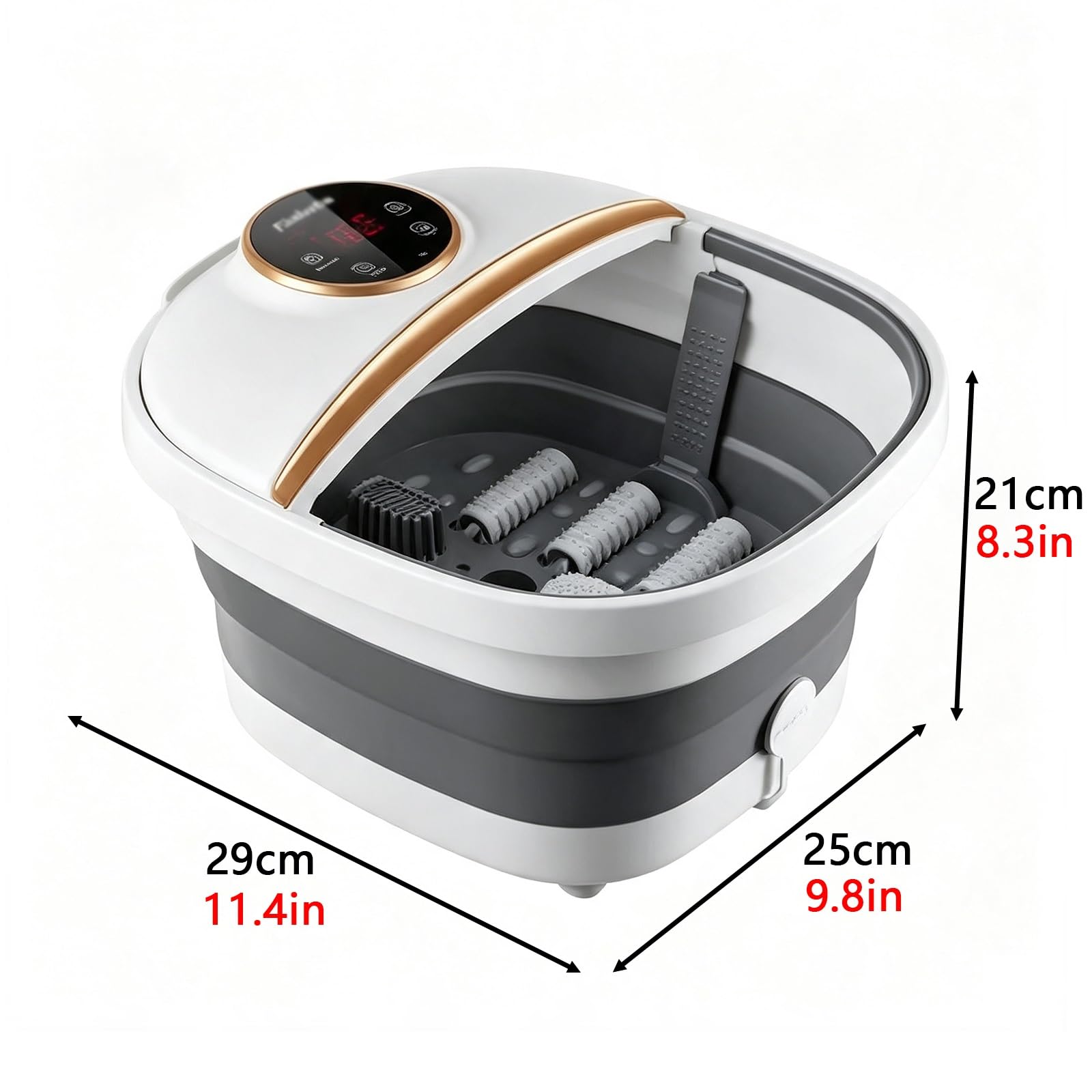 Vaschetta for Pediluvio, Temperatura Regolabile e Funzione Timer | Design Del Massaggio Con Rullo Plantare, Struttura di Stoccaggio Compatta e Pieghevole(White)