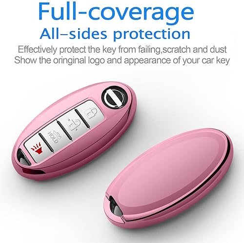 Miniatura 10 de Autophone Funda compatible con llavero Nissan con llavero de cuero, TPU suave, protección de 360 grados, para llave inteligente Altima Maxima,