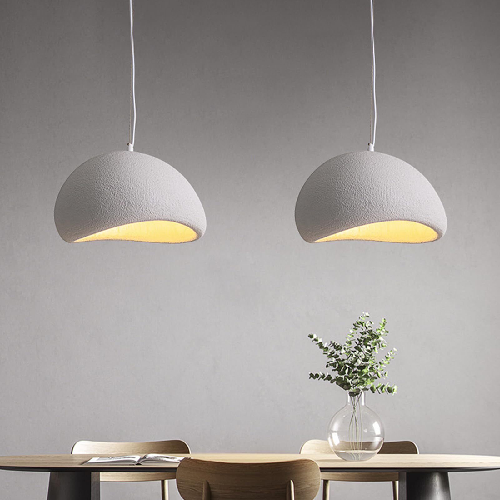 Kreatywna nordycka lampa wisząca z osłoną z symulowanego kamienia, lampa wisząca E27 z regulowanym oświetleniem sufitowym, do sypialni, jadalni, salonu, szary
