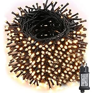 Qedertek Christmas Tree Fairy Lights 50 m 500 LED Christmas Lighting Outdoor / Indoor Warm White Fairy Lights with Socket, Timer and Memory Function, Green Cable, Christmas Decoration for Garden, Wedding
