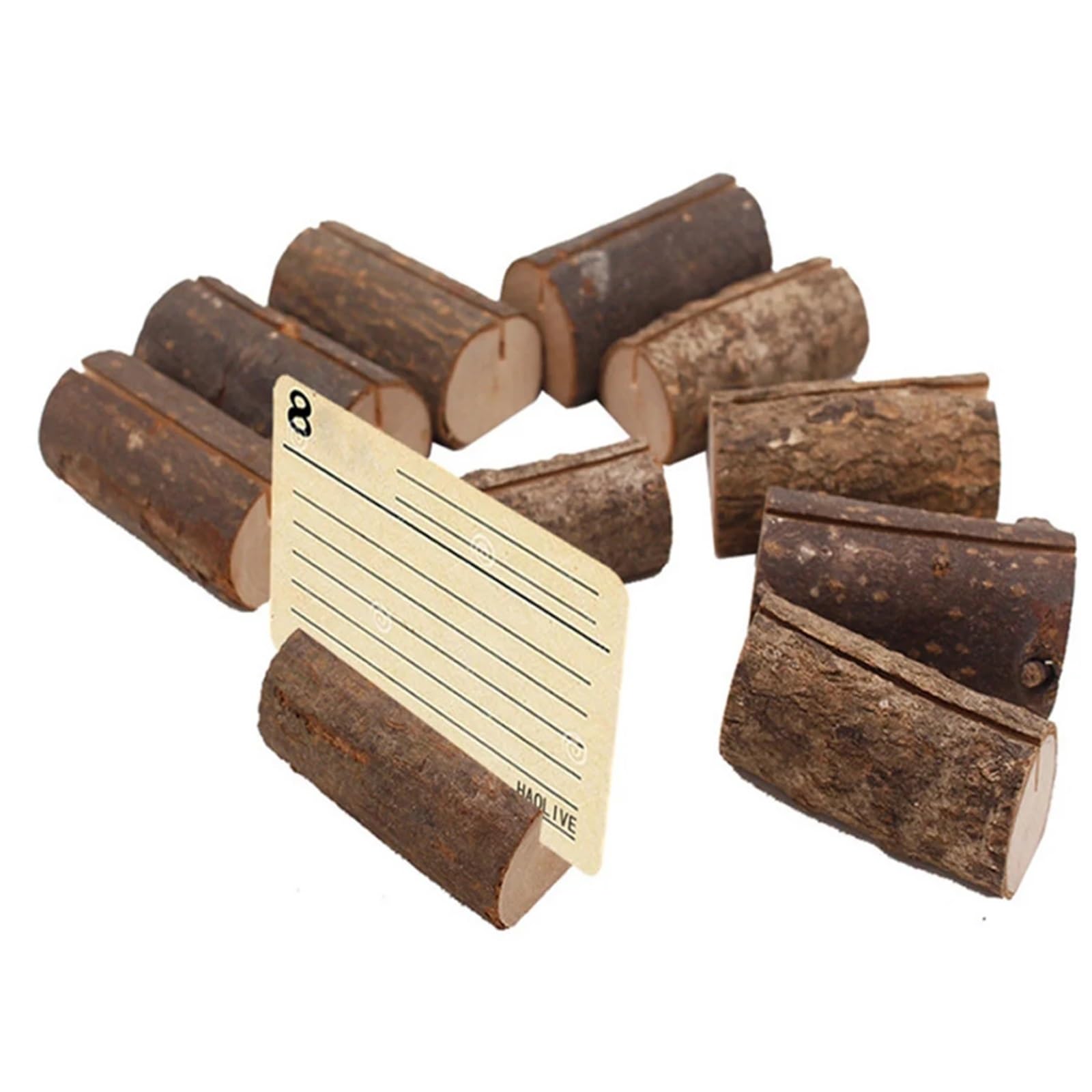 Tischkartenhalter aus Holz, für Tischkarten, Speisekarten, Fotos, natürliche Ordner, rustikale Clips, Party, Hochzeit, Desktop-Dekoration, 50 Stück
