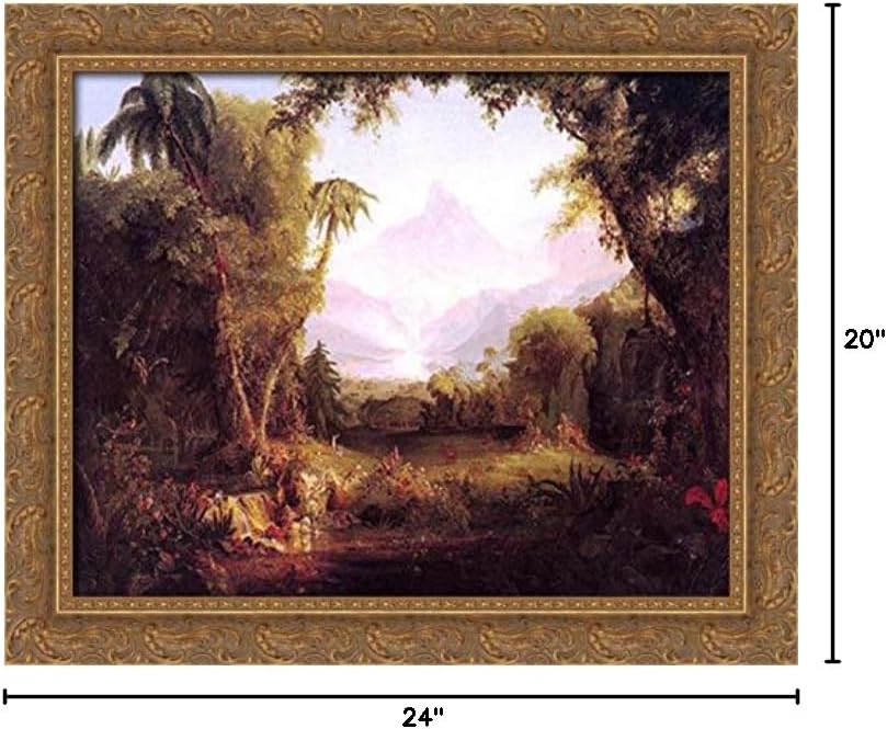 The Garden Of Eden 24x20 Gold Ornate Wood Framed Canvas Art by Thomas Cole