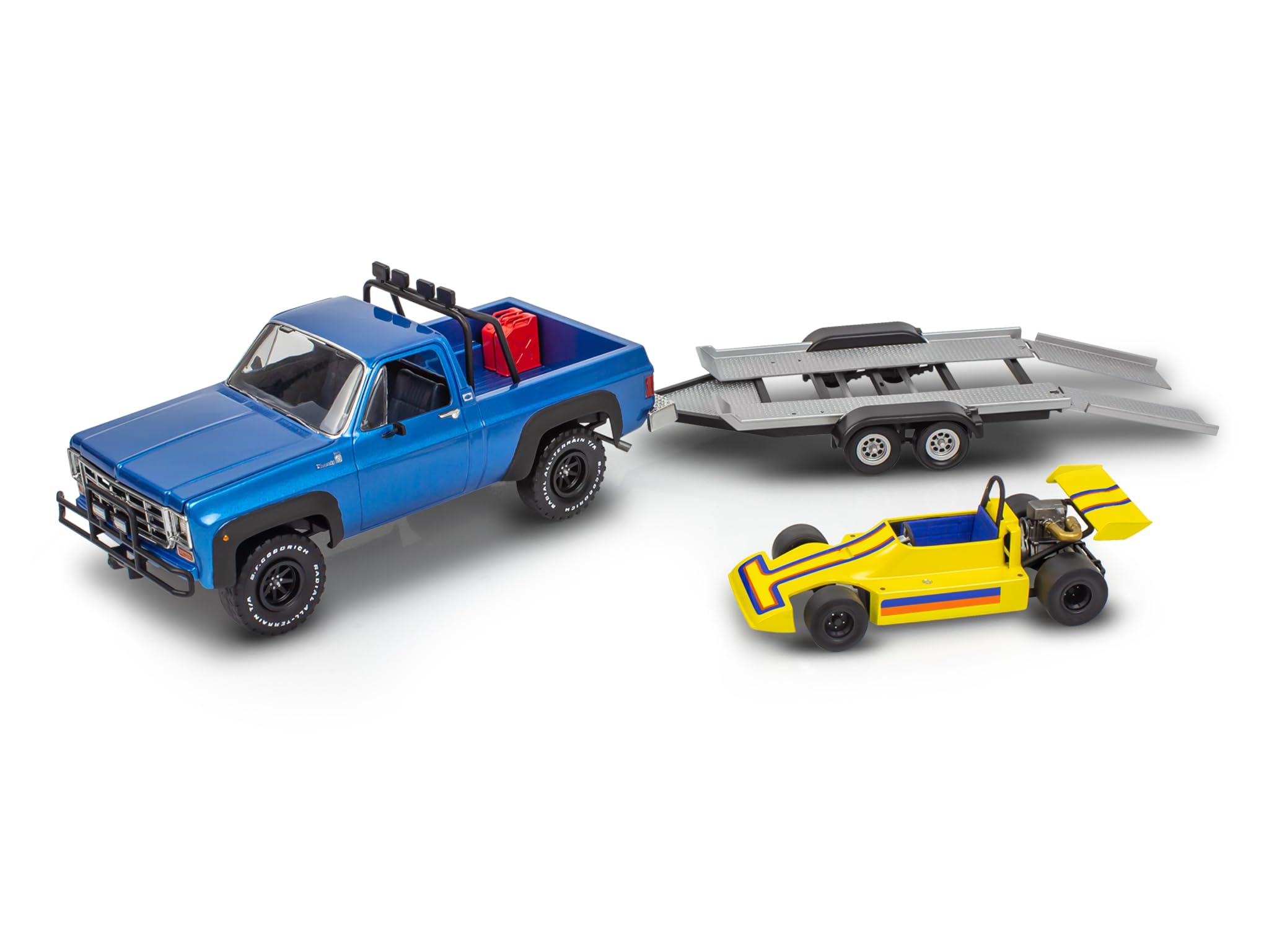 Revell Monogram 14581 - '78 Chevy 4x4 Pickup z gokartami w skali 1:25 - niezabudowany/niepomalowany plastikowy zestaw modeli