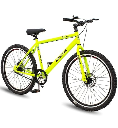 Geekay Hashtag 26T Single Speed Steel Frame 18 inches Dual disc Brake WithoutGear Mountain bike/Bicycle for Unisex Adults Ideal Height 5Ft 7inch+ Age 13Year & Above(92% Assembled Rest Easy Self-Assembly)