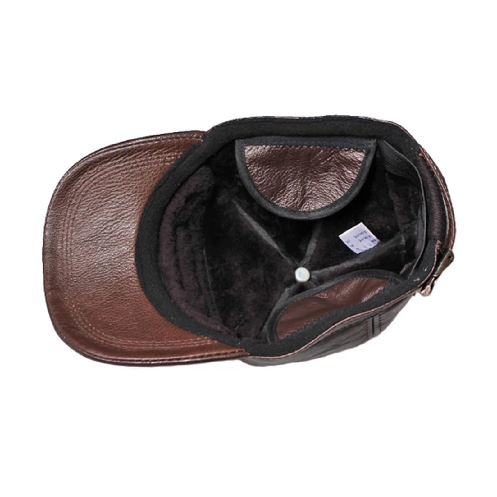 Gorras De Béisbol con Protección For La Cabeza De Piel De Oveja Auténtica Y Cálida De Piel De Invierno For Hombre, Sombrero Ajustable con Relieve Negro For Hombre
