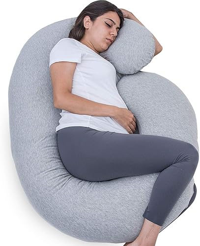 Almohada de embarazo, almohada de cuerpo completo en forma de C para apoyo a la maternidad, almohada para dormir para mujeres embarazadas con funda