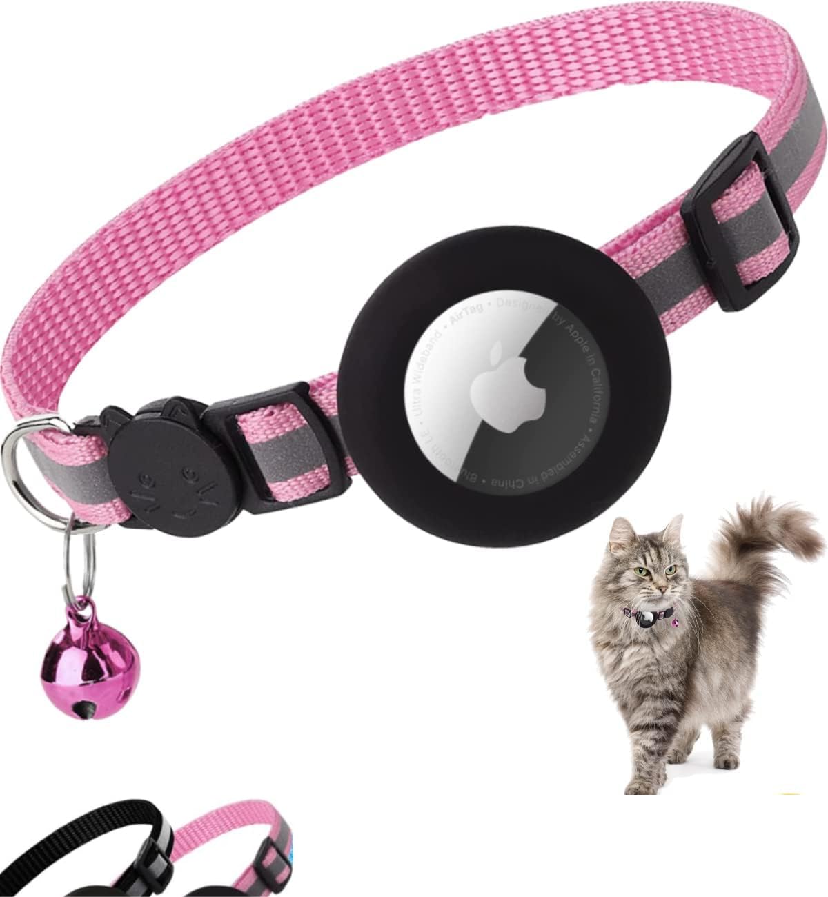 Homvexi AirTag Cat Collar Breakaway, Reflective Kitten Collar with AirTag Holder and Bell, Lightweight 0.4 Inch Wide for Girls and Boys (Pink, Without AirTag), Nylon (B0D6LJLMNS) Amazon Price History, Amazon Price Tracker