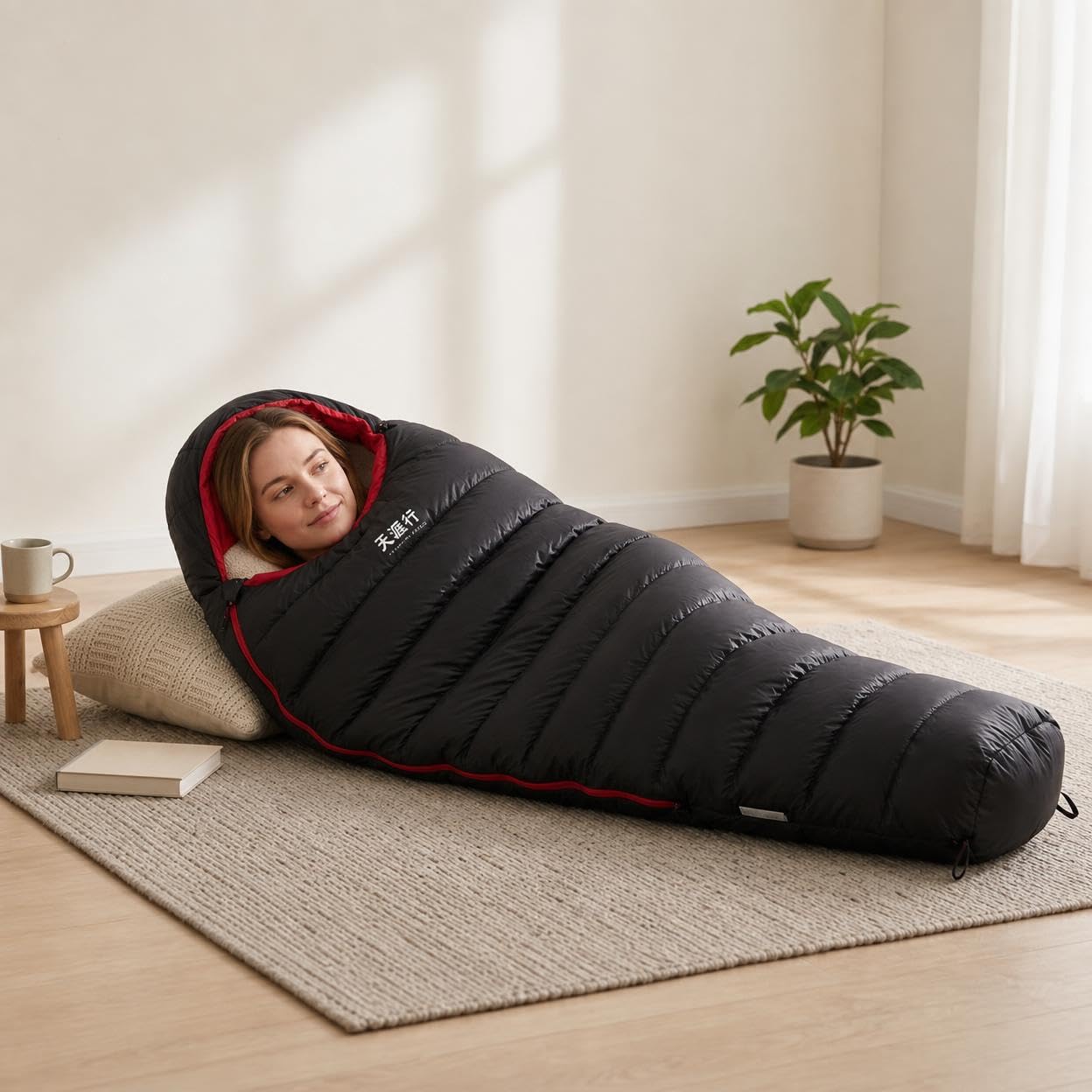 Saco Dormir Momia, Plumón Ligero, Impermeable Camping Senderismo, con Almohada Hinchable