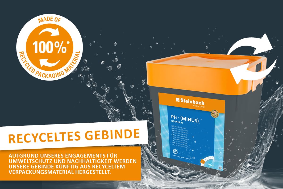Steinbach Poolpflege pH-Minus Granulat – 0753005TV00 – 7,5 kg – Zur pH-Wert-Senkung im Pool/Gut löslich & staubreduziert/Für bessere Wirksamkeit von Chlor & Desinfektionsmitteln