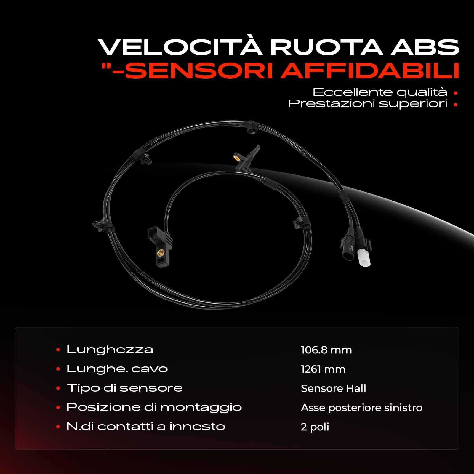 Frankberg Sensore Velocità Ruota ABS Sensore ABS Compatibile con Viano W639 Vito Bus W639 Vito/Mixto Furgone W639 Replace# 6394404706