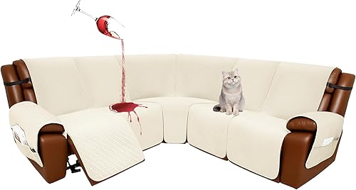 Miniatura 18 de Fundas de sofá seccional reclinable 100% impermeable de terciopelo para sofá seccional en forma de L, juego de fundas de sofá de esquina acolchadas