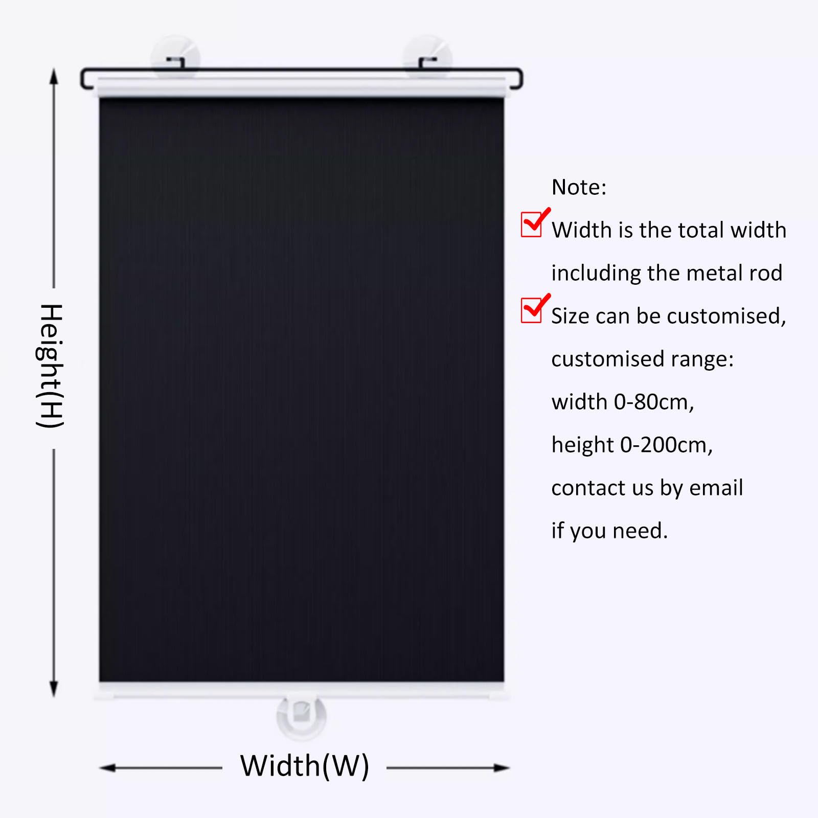 Tendine parasole per finestre personalizzabili, oscuranti, retrattili, senza trapano, montaggio a ventosa, 60 x 120 cm, perfette per la privacy e il controllo della luce