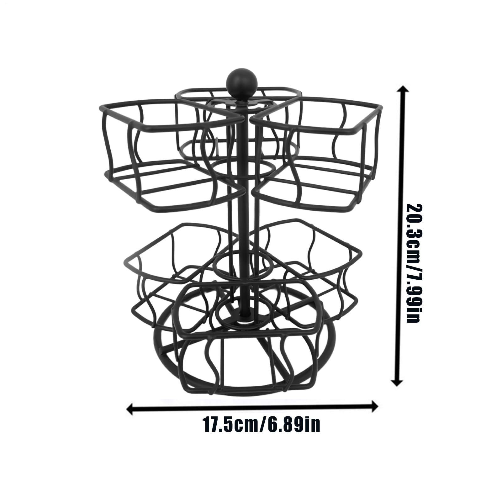 Carrousel porte-sachets de thé, organisateur de dosettes de café rotatif en métal à 2 niveaux – Panier à thé, café, sucre, pour bureau, cuisine, comptoir, placard, garde-manger, appartement