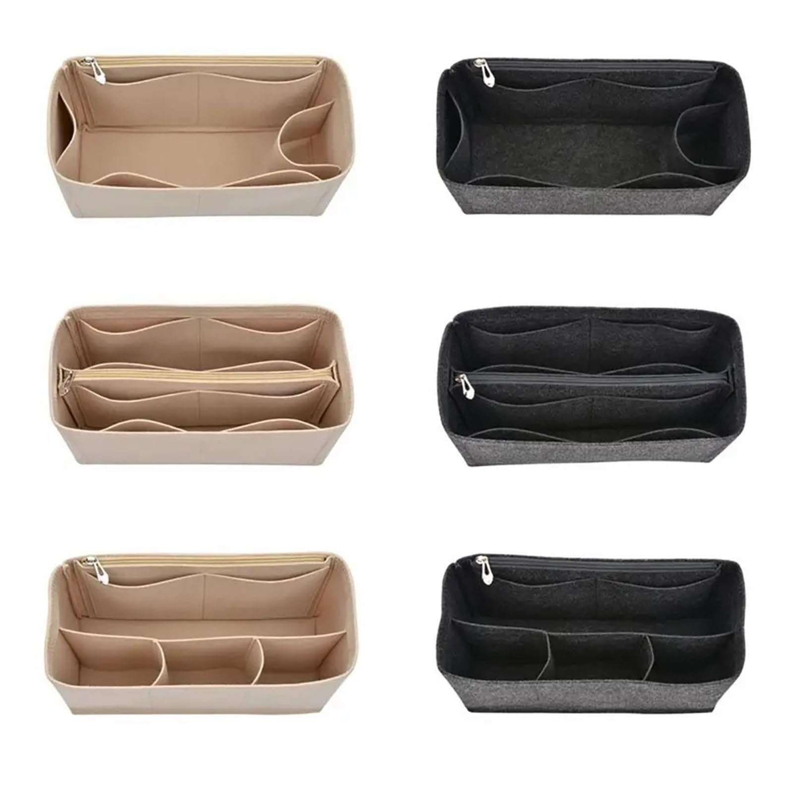 2 Stück Filz-Taschen-Organizer-Einsatz, Filz-Einsatz, Liner, Geldbörse, Organizer, Tasche, Handtasche, Tragetasche, Innentasche für Handtaschen(Beige-3)