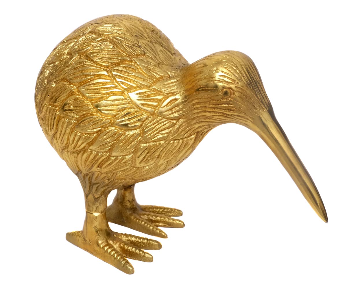 Design Kiwi Tier Deko Figur Vogel Australien Tierfigur Nationalsymbol von Neuseeland Glücksbringer Animal Kiwi Deko Skulptur, Größen Name: 9x9x12cm (HxBxT), Material: Gold