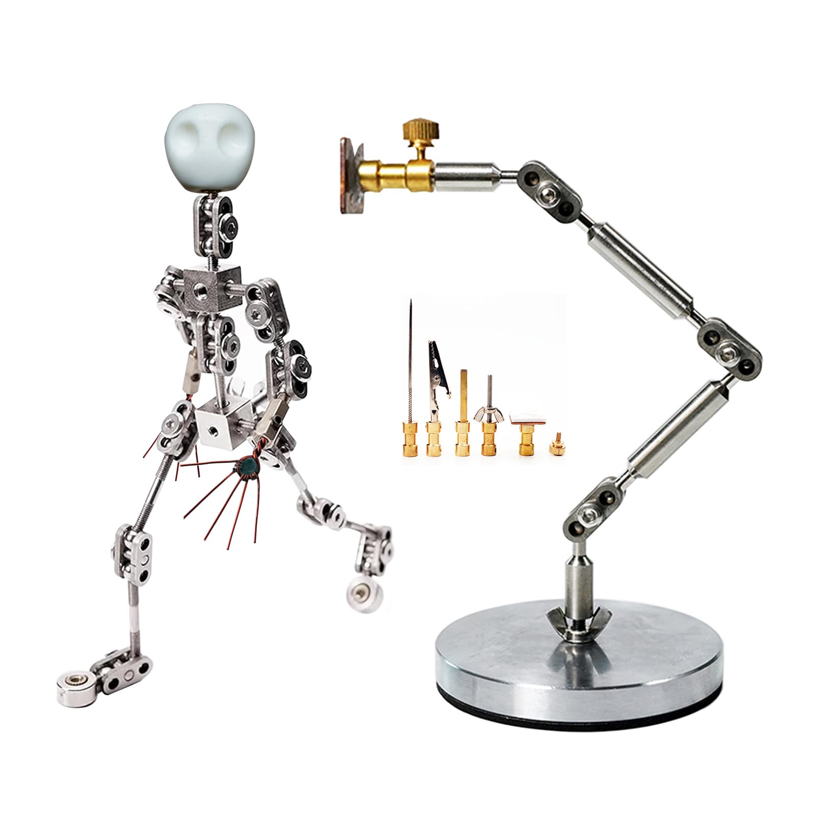 Studio Stop Motion Rig Arm - Zestaw do animacji poklatkowej - Ramię riga ze stali nierdzewnej - 12CM-20CM Metalowe szkielety figurek marionetek do tworzenia postaci,12CM