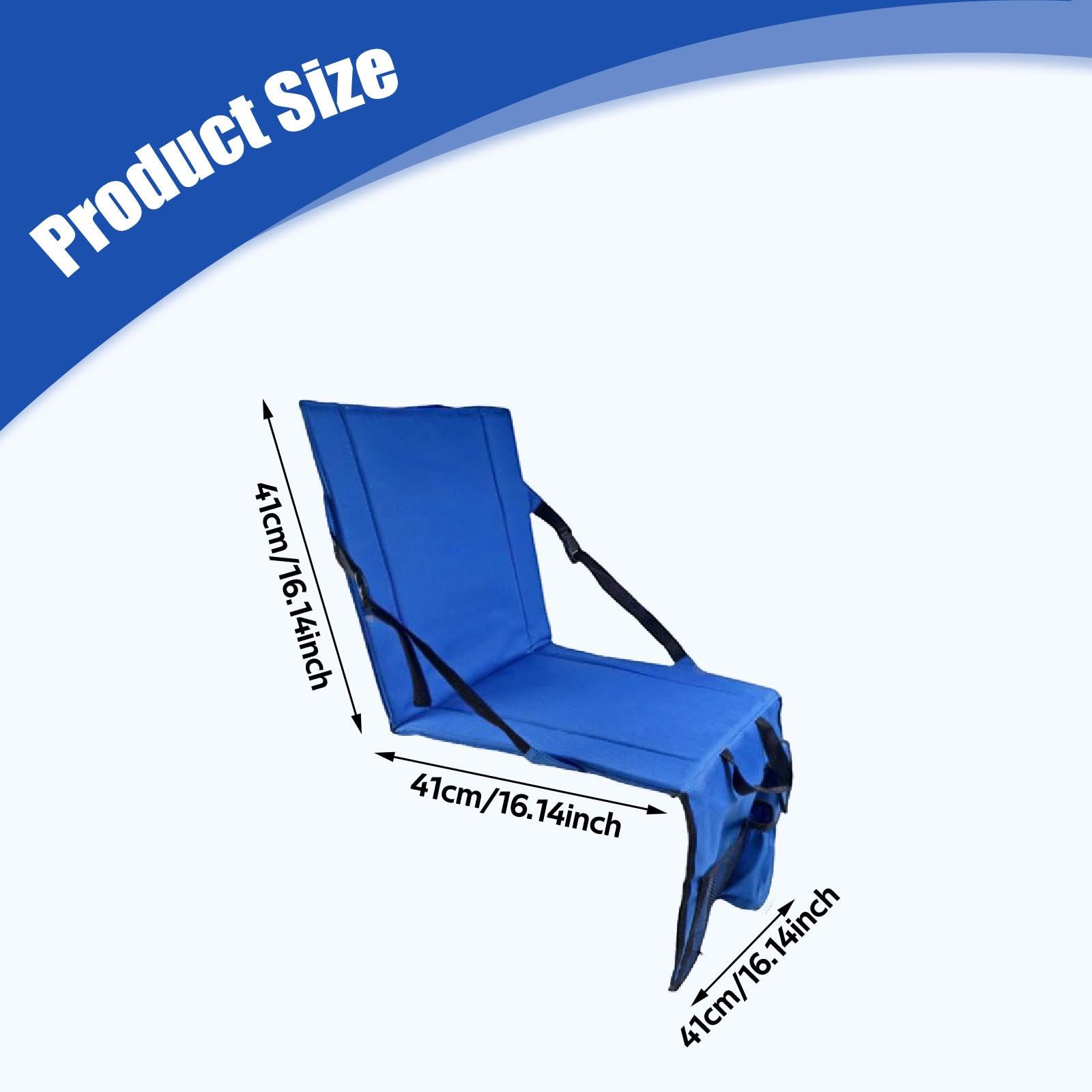Almencla Coussin de Siège Pliable avec Dossier et Porte-gobelet. Chaise Pliante en Tissu Oxford pour Réunions et Activités Sportives en Extérieur, Idéale pour, Bleu