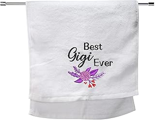PXTIDY Gigi Towel for Grandma Best Gigi Ever Embroidered Wash Towel White Gigi Gifts for Grandma Face Towels for Hand,Kitchen Best Gigi Ever Gift