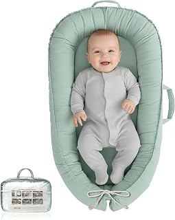 Baby Lounger - Infant Lounger for Newborn 0-24 Months, Pure Cotton Breathable Baby Nest Lounger, Newborn Essentials for Baby Boys & Girls, Portable Baby Lounger for Home and Travel