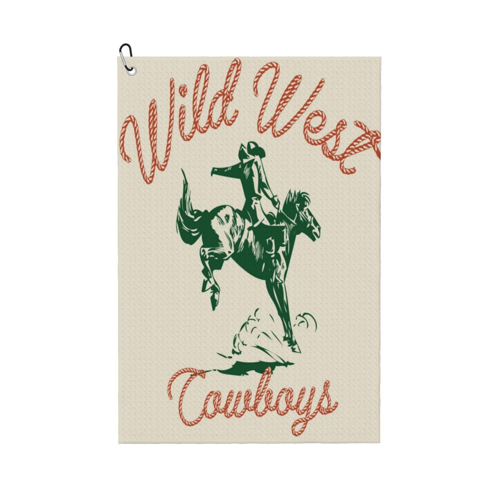 AOOEDM West Cowboys Print Golf Towel with Carabiner Clip Absorbent Microfiber Golf Towel for Cleaning Golf Ball Club Putter Iron for Golf Bag Trolly Belt Loop 16" X 24"