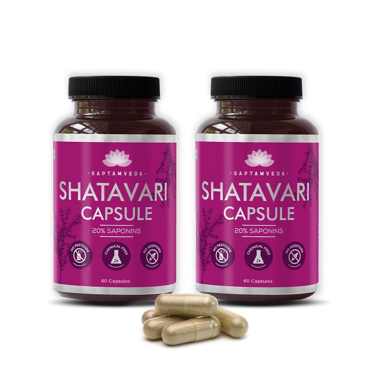 SAPTAMVEDA Natural Shatavari Capsules (120 Capsule) | Women Wellness Capsules | Herbal Supplement